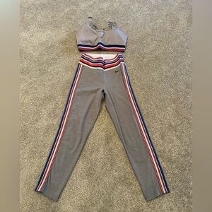 Gray Women's Athletic Pants with Stripes